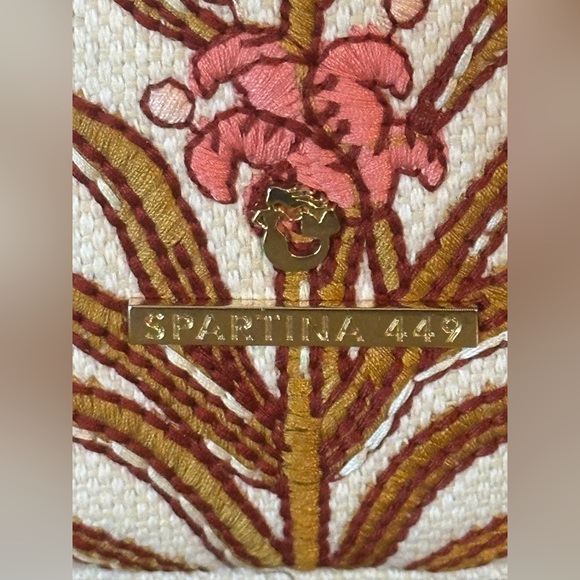 Authentic Spartina 449 Pepper Hall Woodblock Pink and Tan Embroidered Tote! NWT - Picture 3 of 11